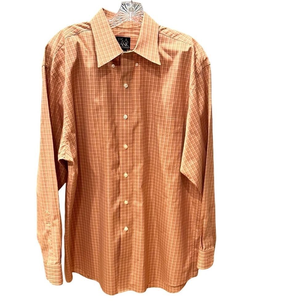 Jos A Bank Travelers Collection Button-Down Long Sleeve Peach-Orange Large